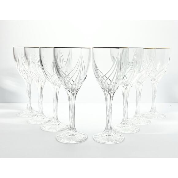 Lenox “Debut (Gold)” Set of 8 Crystal Wine Glasses 7 3/8” 7oz Signed - Picture 2 of 7